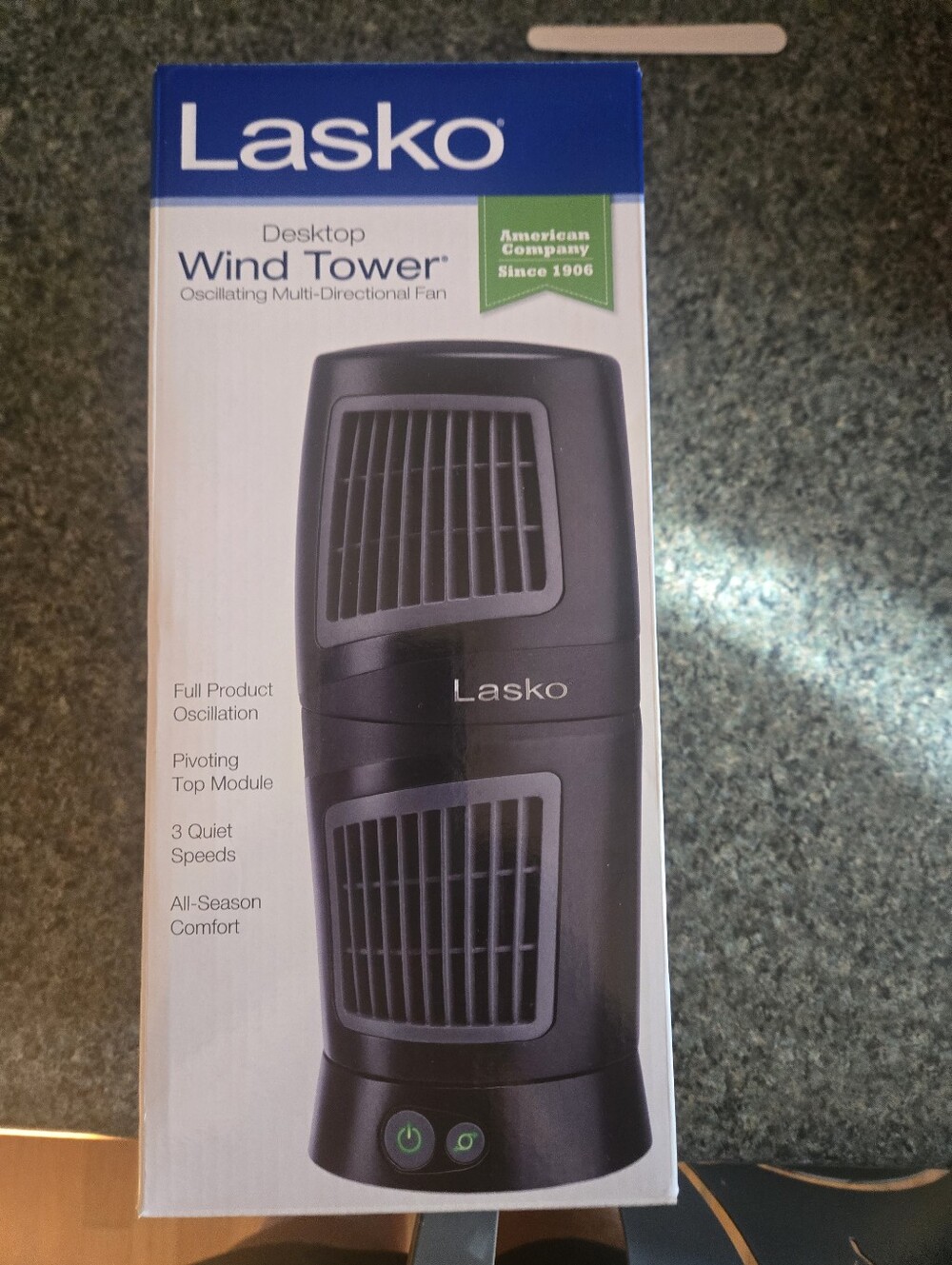 Lasko Black Desktop Wind Tower Oscillating Fan